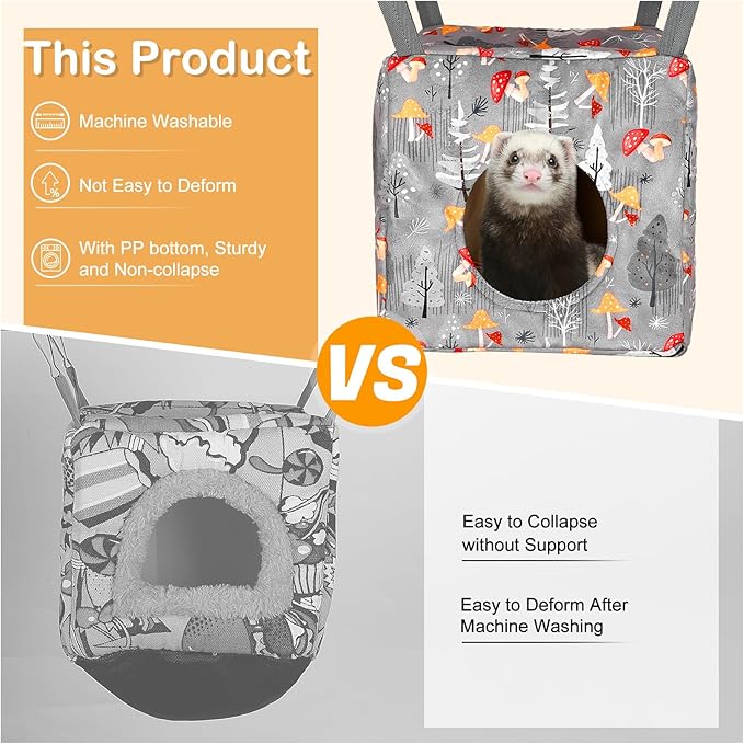 Glittme Ferret Hammock 4 Pack Ferrets Cage Accessories Washable Rat Hammock on Ferrets Cage Soft Guinea Pig hammocks for Rat, Sugar Glider, Squirrel, Guinea Pig