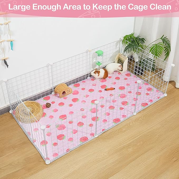 2 Pack Guinea Pig Bedding, Washable Guinea Pig Cage Liner Reusable Guinea Pig Mat Waterproof Guinea Pig Bedding for Cage, Super Absorbant Guinea Pig Pee Pads for Small Animals Hamster Rabbit Squirrel