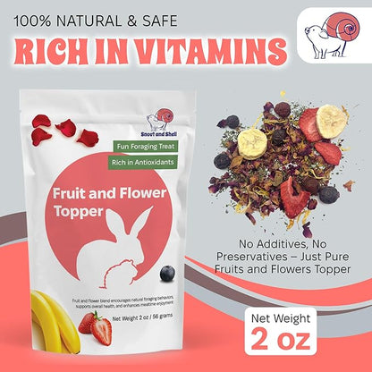 2 oz Fruit and Flower Topper – Natural Foraging Treat for Small Pets – Rabbits, Guinea Pigs, Chinchillas & More – Rich in Antioxidants & Vitamin C