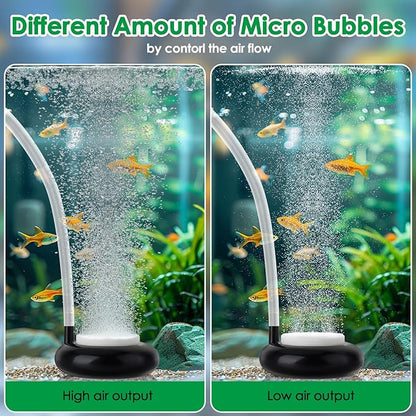 hygger Aquarium Air Stone, Fish Tank Bubbler, Nano Furnace Flue Round Stone Disk, Small Bubbles and High Dissolved Oxygen, with 2 Suction Cups, 1 Adjust Valve, 1 Check Valve (2 Inch)
