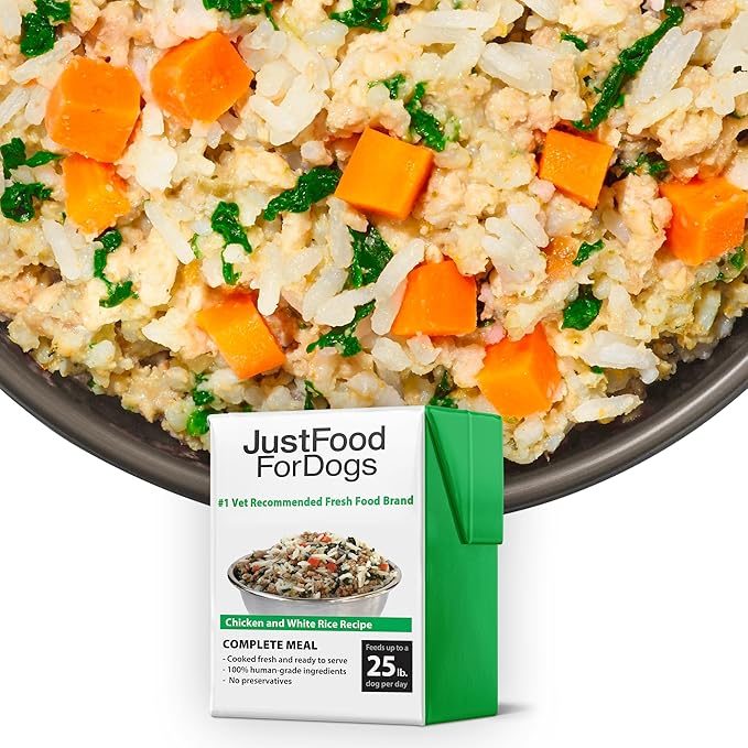 JustFoodForDogs Pantry Fresh Wet Dog Food, Complete Meal or Topper, Chicken & White Rice Human Grade Recipe - 12.5 oz (Pack of 6)