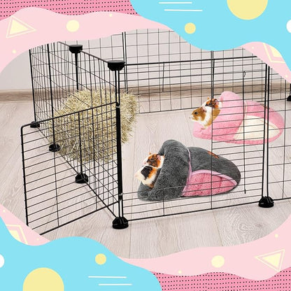 YUEPET 2 Pack Guinea Pig Hideout Portable Guinea Pig Pocket Bedding Cozy Cuddle Sack Snuggle Bag Bunny Bed for Small Animals Hamster Ferret Hedgehog Chinchilla Rabbit Cage Accessories (Grey+Pink)