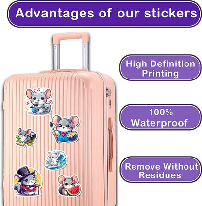 Pack 50 PCS Chinchilla Stickers Print Cool Animal Cartoon Waterproof Vinyl Decals Cute Items for Kids Teens Boys Girls Labels Decor Laptop Phone Case Water Bottles Helmet