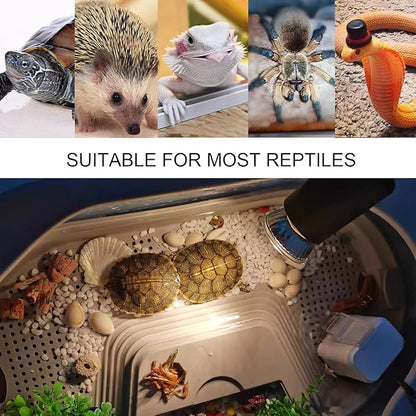 Upgraded Reptile Heat Lamp, UVA/UVB Turtle Heat Light Dimmable Aquarium Basking Light with 2 Bulbs Habitat Heating Lamp with 360° Rotatable for Terrarium Reptiles Lizard Snake