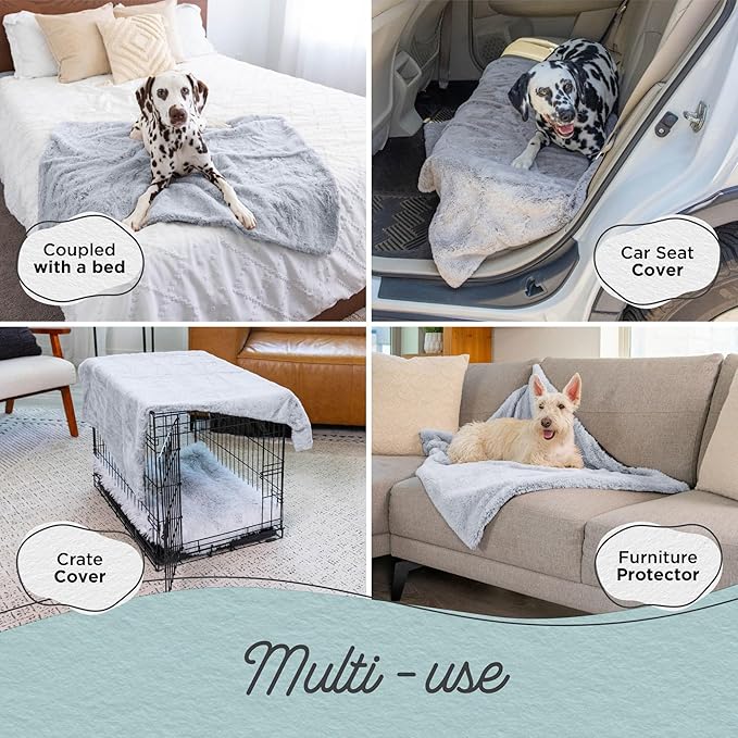 Best Friends by Sheri Reversible SnuggleSoft Calming Dog Blanket – Ultra Soft Faux Fur Pet Throw, Anxiety-Relief, Lightweight Warm Bed Cover for Dogs and Cats, Machine Washable, Gray, 30" x 40"