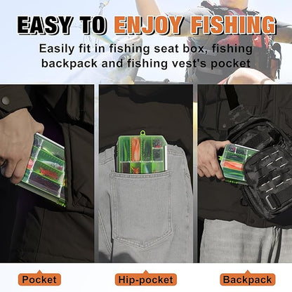 TRUSCEND Widely Used Fishing Tackle & Accessories Kit, Fishing Tackle Box with Tackle Included, Fishing Sinker Weight Hook Swivels Snap Leader Lures, Giftable Beginner Fishing Lures/Gear Set