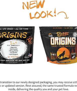 Origins 5-in-1 Dog Supplement - Powdered Food Topper w/Natural Omega 3 Fish Oil - Supports Healthy Digestion, Skin, and Coat - Helps Reduce Itching & Joint Inflammation (2 lbs)