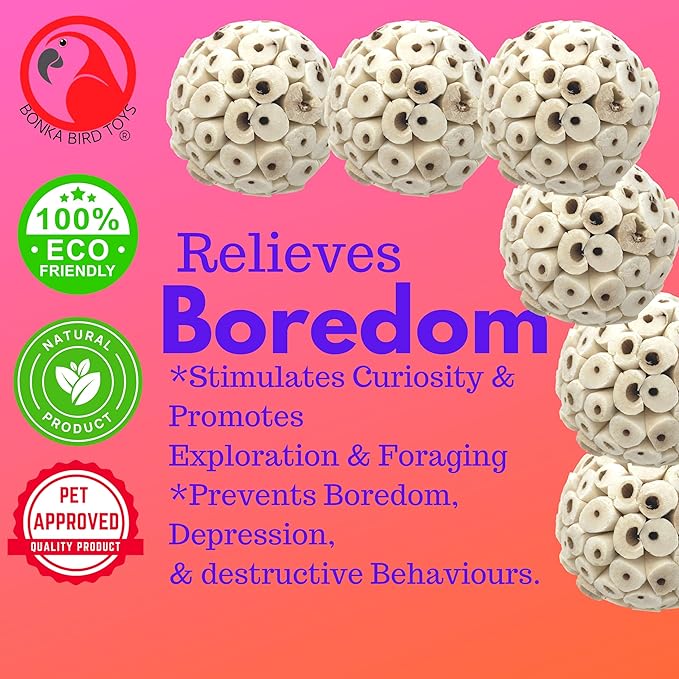 Bonka Bird Toys 2117 Pk6 Sola Atta Balls Foot Talon Craft Part Parrot Bird Toys Conure Parakeet Cockatiel