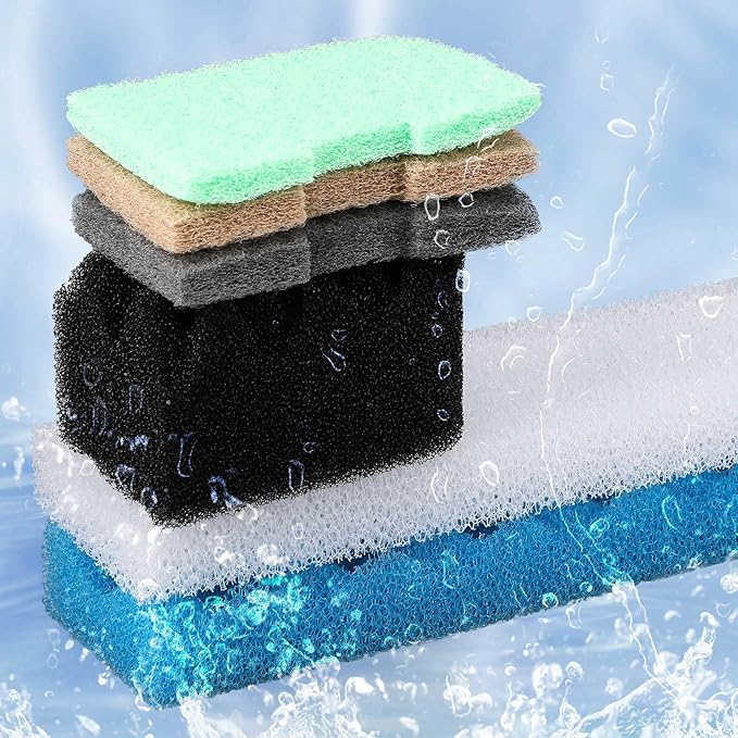 32 Pcs Filter Media Compatible with 406/407 Filters, Aquarium Replacement Maintenance Kit Including Biological Sponge, Ammonia/Phosphate/Nitrite Remover Pad, Aquarium Towel, Grease