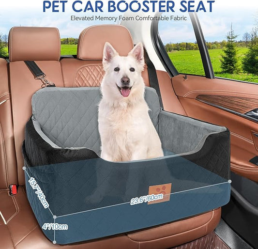 Dog Car Seat for Medium/Large Dogs,Dog Booster Seat for Dog Under 50lbs or 2 Small Dogs, Detachable and Washable Pet Car Seat,Multi-Functional Travel Dog Bed & Dog Sofa(Black/Grey)