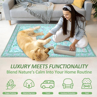 Washable Pee Pads for Dogs, 2Pack Reusable Puppy Pads Dog Potty Training Pads, Flower Waterproof Dog Pee Pads Mat , Whelping Pad, Non-Slip Protects Against Urine Leakage,36"x 36"