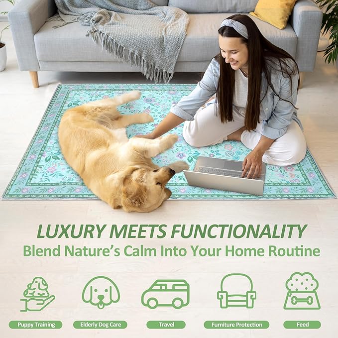 Washable Pee Pads for Dogs, 2 Pack Super Absorbent Reusable Puppy Pads with Colorful Flowers Patterns for Potty Training, Floor, Couch, Bed, and Crate,24"x 36"