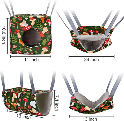 Glittme Ferret Hammock 4 Pack Ferrets Cage Accessories Washable Rat Hammock on Ferrets Cage Soft Guinea Pig hammocks for Rat, Sugar Glider, Squirrel, Guinea Pig