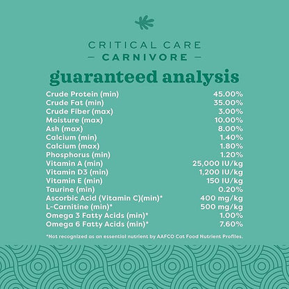 Oxbow Critical Care Carnivore, Made with Whole Egg & Dried Chicken, Assist Feeding Formula for Carnivores, Cat Supplements, Ferret Food Recovery, Small Animal Pet Products, Made in USA, 70 Gram Bag