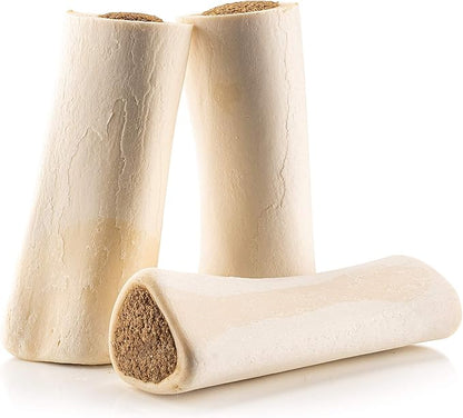 Jack&Pup 5-6" Filled Dog Bones for Large Dogs, Flavored Shin Dog Bones Long Lasting, Stuffed Bone for Dogs, High Protein, Bacon and Cheese Flavor - 3 Pack