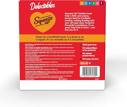 Delectables Squeeze Up Variety Pack, Creamy Squeezable Puree, Lickable Wet Cat Treats, Grain Free, No Added Fillers, No by-Products, No Added Preservatives, 0.5 Ounces Tube, 104 Tubes Total