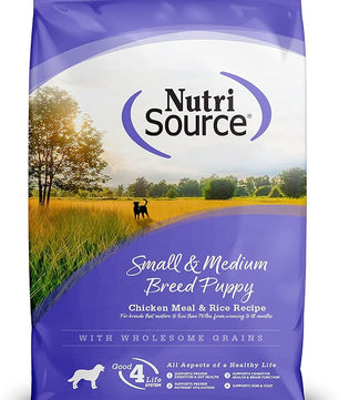 NutriSource Puppy Food for Small and Medium Breeds, Chicken Meal and Rice, 26LB