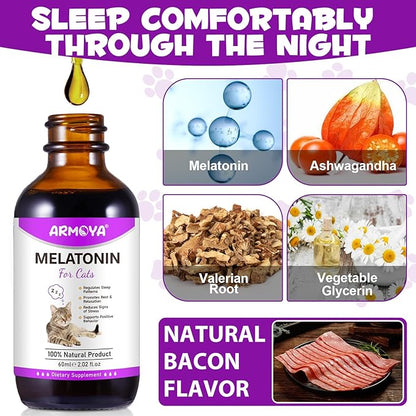 Melatonin for Cats - Cat Calming Treats- Cat Sedative for Grooming - Helps to Support Restful Sleep for Your Cat - Cat Sleep Aid - Anxiety Relief for Cats