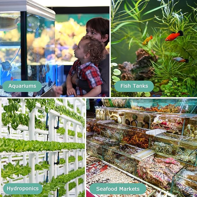 hygger Aquarium Air Stone, Fish Tank Bubbler Aerator with Stainless Steel Base, Oxygen Diffuser for Nano Air Pumps Hydroponics Small Ponds and Fish Tanks