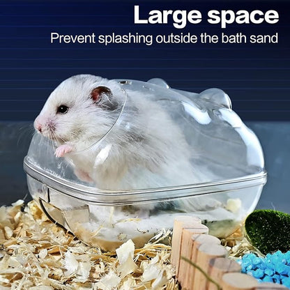 Hamster Bathtub,Hamster Bathroom,Small Animal Habitat Décor,Sand Bath Container Transparent Beds,Hamster Bed,Ice Bathtub,Sleep Pad Nest,Sand Bath Box for Cage Accessories（M）