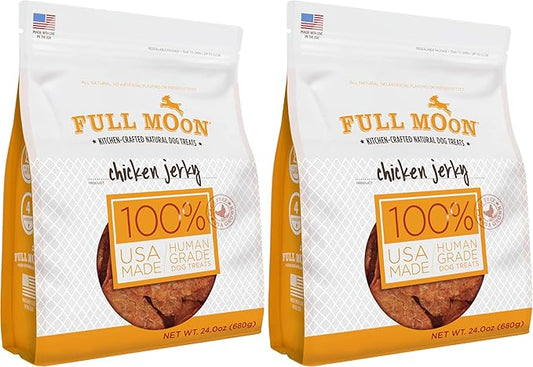 Full Moon Chicken Jerky Healthy All Natural Dog Treats Human Grade Made in USA Grain Free 24 oz (Pack of 2)