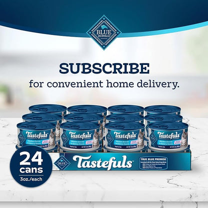 Blue Buffalo Tastefuls Natural Tender Morsels Wet Cat Food, Chicken Entrée 3-oz cans (Pack of 24)