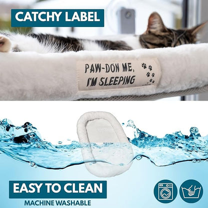 Cat Window Perch — Cat Window Bed with 4 Large Premium Suction Cups & Soft Solid Cushion; Strong Rustproof Metal Frame Window Hammock Holding Up to 40 lbs; Easy Assembly Perch for Indoor Cats