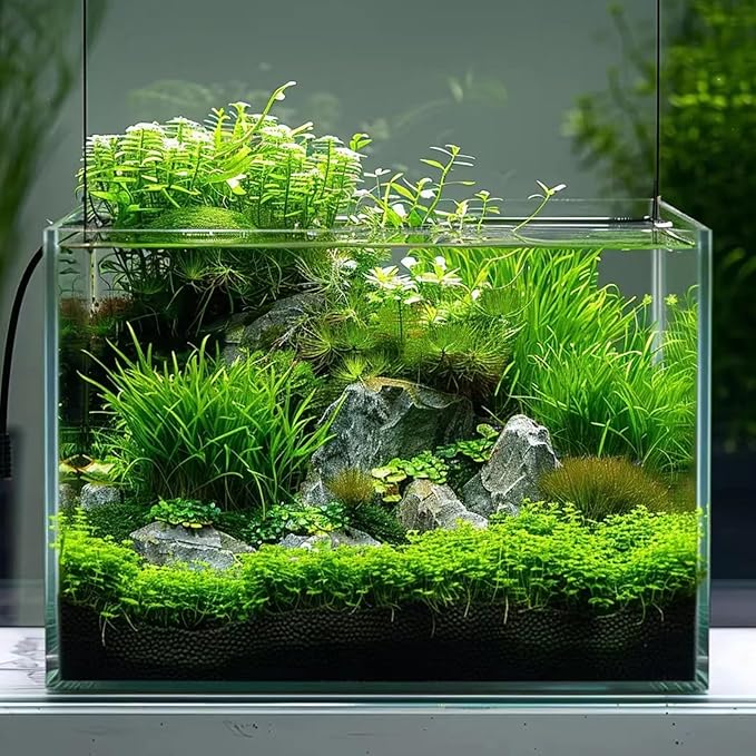 5 Gallon Glass Fish Tank, Easy to Maintain Small Aquarium for Betta/Goldfish/Snails/Shrimp and Aquatic Planting.