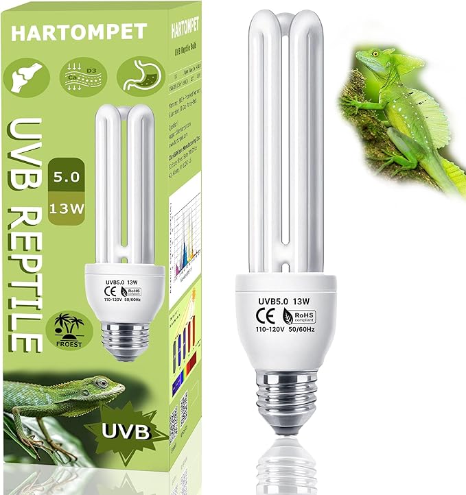 UVB 5.0 Linear Lamp 13W, Compact Fluorescent Lamp, UVA-UVB Light for Terrarium Tropical & Sub-Tropical Terrariums, Ideal for Reptiles Chameleons, Iguanas, Turtles & Rainforest Reptile Tank