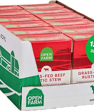 Open Farm Rustic Stews Wet Dog Food, Grain-Free, Complete & Balanced with Human-Grade Ingredients, Humanely-Raised Meat & Bone Broth, Grass-Fed Beef Recipe, 12.5oz Packs (Case of 12)