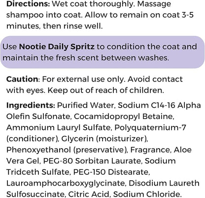 Nootie - Pet Shampoo for Sensitive Skin - Revitalizes Dry Skin & Coat - Natural Ingredients - Gentle Dog Shampoo - Cleans & Conditions 16 oz