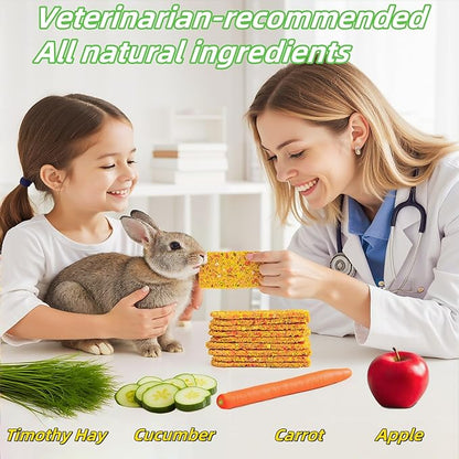 Rabbit Toys 20pcs 2 IN 1 Bunny Crisp Treat Guinea Pig Chew Snack for Cleaning Teeth Enrichment Timothy Hay Chips Hamsters Molar Food For Chinchilla Gerbil Rat Indoor Dental Care Boredom (8+12)