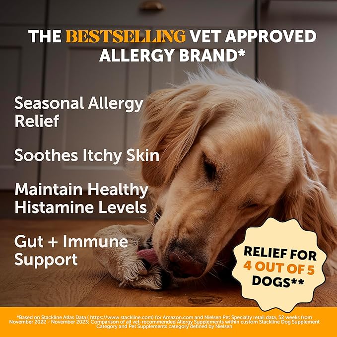 Dog Allergy & Itch Relief - Advanced Itch Supplement with Probiotics for Dogs - Immune Support & Skin Relief for Seasonal Allergies - Natural Itchy Skin & Paw Relief - (Salmon, 90 Ct)
