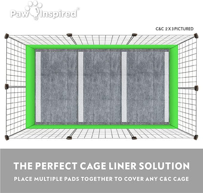 Paw Inspired Disposable Guinea Pig Cage Liners | Bamboo Charcoal Odor Controlling | Super Absorbent Liners Pee Pads for Ferrets, Rabbits, Hamsters, and Small Animals (28" x 17" (C&C 2 x 1), 24 Count)