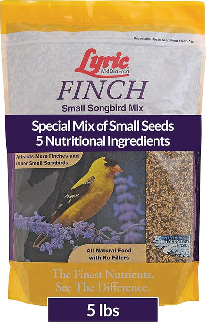 Lyric Fine Tunes No Waste Bird Seed 5 lb. Bag and Lyric Finch Small Songbird Wild Bird Food 5 lb. Bag for Outdoor Bird Feeders