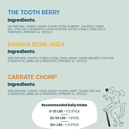 Shameless Pets Dental Treats for Dogs, Variety (3-Pack) - Healthy Sticks for Teeth Cleaning & Fresh Breath - Dog Bones Dental Chews Free from Grain, Corn & Soy