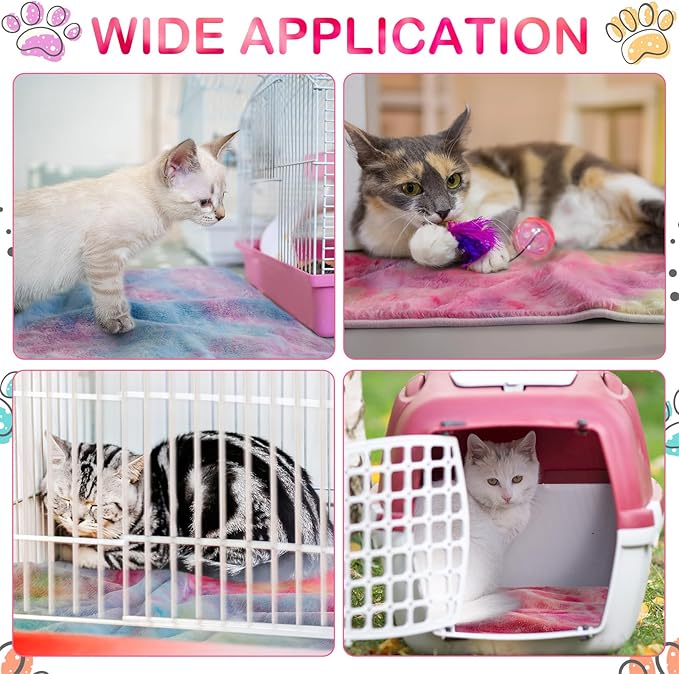 Tudomro 8 Pcs Guinea Pig Bedding Cage Liners Bulk Blankets Small Animal Flannel Throw Bedding Waterproof Absorbent Reusable Pet Pee Sleep Mat Pad Cover for Hamster Ferret(Tie Dye,12 x 12 Inch)