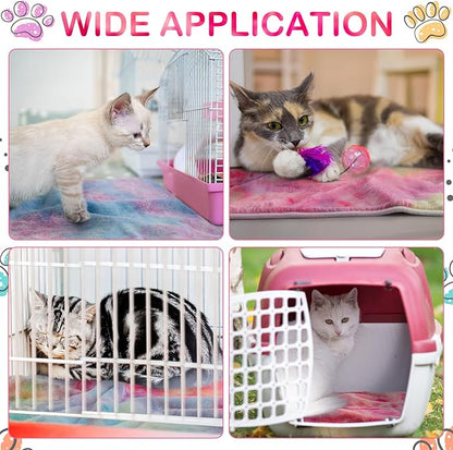 Tudomro 8 Pcs Guinea Pig Bedding Cage Liners Bulk Blankets Small Animal Flannel Throw Bedding Waterproof Absorbent Reusable Pet Pee Sleep Mat Pad Cover for Hamster Ferret(Tie Dye,12 x 12 Inch)