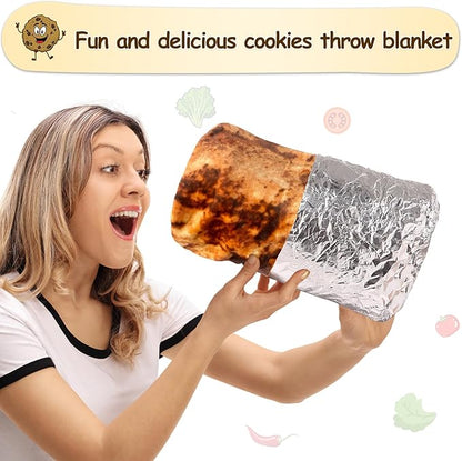 mermaker Cookies Blanket 2.0 Double Sided 60 inches for Adult and Kids, Novelty Realistic Cookies Throw Blanket, 285 GSM Soft Flannel Blanket
