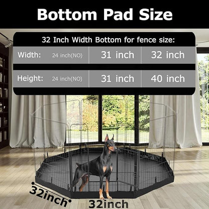 PJYuCien Dog Playpen Bottom Pad, Fits 32 Inch Width 8 Panels Regular Octagon Metal Exercise Pet Playpen, Black (Note:Playpen Not Included)