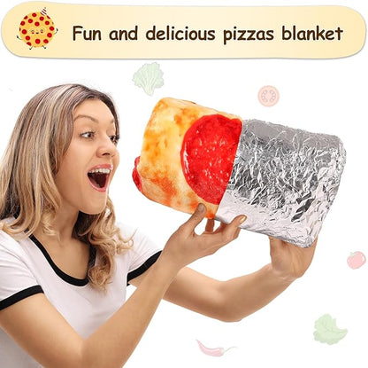 Mermaker Pepperoni Pizzas Blanket 60 inches for Adult Kids, Realistic Pizzas Throw Blanket Funny Gift for Women Men Teen Boy Girl, 285 GSM Soft Flannel Food Blanket for Christmas Birthday Gift-Crimson