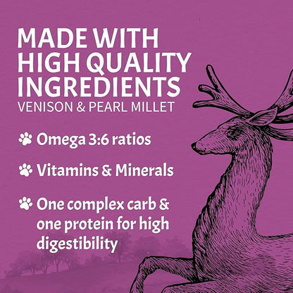 Canine Caviar - Leaping Spirit: Venison & Pearl Millet Alkaline Dry Dog Food, Limited Ingredients, Gluten-Free, Based on Science & Research, Veterinary Alternative Diet (11 Pound Bag)