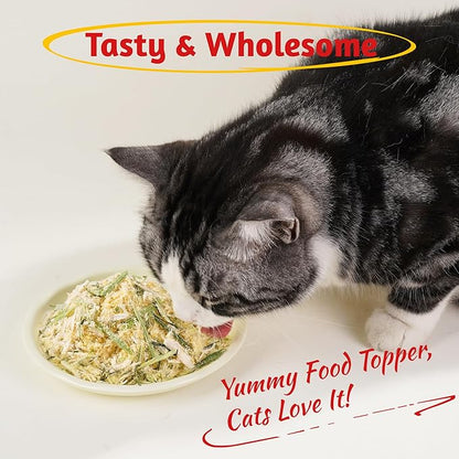 Just Try 8 oz Cat Grass Treats Freeze Dried Cat Food Toppers Mixers Hairball Control Low Calorie Real Chicken Egg Yolk Dental Care Healthy Cat Snacks Treats for Indoor Cats