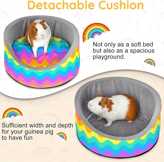 Glittme Soft Rabbit & Guinea Pig Bed - Thick Removable Mat, Machine Washable, Cozy Cuddler Cup Bed for Guinea Pig, Rabbit, Ferret