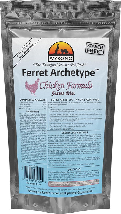 Wysong Ferret Archetype Chicken Formula - Raw Ferret Food - 7.5 Ounce Bag
