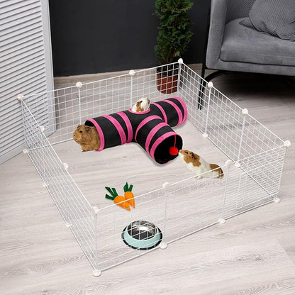 Rypet Guinea Pig Tunnel, 3 Way Collapsible Rabbit Tunnel, Small Pet Tunnels and Tubes with Interactive Ball for Rabbit Ferret Hamster Chinchilla Hedgehog Hiding and Resting