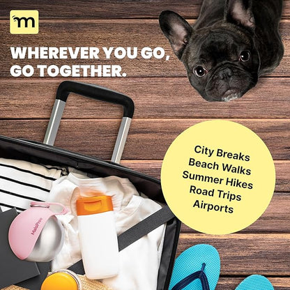 Malsipree 2-in-1 Portable Dog Water Bottle & Bowl for Small Dogs - Leak Proof & Insulating - Travel Water Dispenser - Stainless Steel Bottle & Silicone Bowl - Walking & Hiking (10 fl oz, Navy)