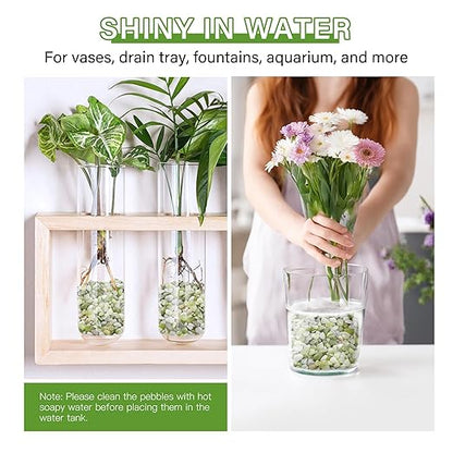 NUPICK 6 lbs Pebbles for Indoor Plants, 3/8 Inch Pea Gravel for Fish Tank, Polished Decorative Rocks for Succulent, Natural River Stones for Vases, Cactus, Landscaping, Bird Bath, Aquarium, Jade