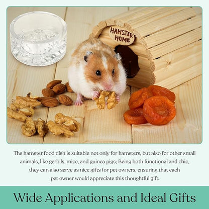 Baderke 2 Pcs Hamster Water Bowls Glass Hamster Food Bowls 35ml Mountain Style Drinking Container Anti Turning for Guinea Pig Gerbils Mice Rats Chinchilla Small Pets(Clear and Rainbow)