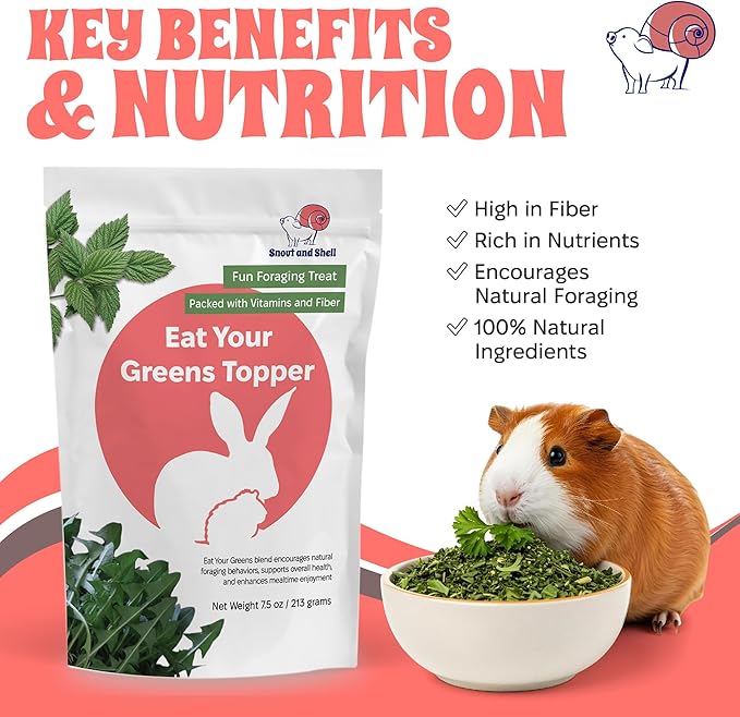 Snout and Shell 7 oz Eat Your Greens Topper – Natural Foraging Treat for Rabbits, Guinea Pigs & Chinchillas